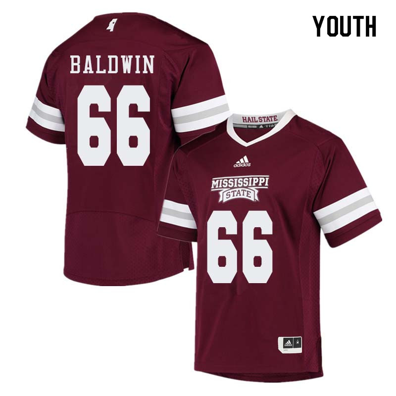 Youth #66 Joel Baldwin Mississippi State Bulldogs College Football Jerseys Sale-Maroon